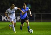 27 September 2017; Andrew O'Reilly of UCD in action against Henrik Jenset of Molde FK during the U19 UEFA Youth League First Round match between UCD and Molde FK at UCD Bowl in Belfield, Dublin. Photo by Matt Browne/Sportsfile