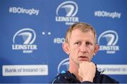 28 September 2017;  Leinster head coach Leo Cullen in attendance during a Leinster Rugby Press Conference at the RDS Arena in Dublin. Photo by Matt Browne/Sportsfile