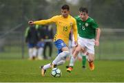 27 September 2017; Daniel of Brazil in action against Brandon Holt of Republic of Ireland during the International Friendly match between Republic of Ireland and Brazil at the AUL Complex in Dublin. Photo by Piaras Ó Mídheach/Sportsfile