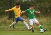 27 September 2017; Matt Everitt of Republic of Ireland in action against Renan of Brazil during the International Friendly match between Republic of Ireland and Brazil at the AUL Complex in Dublin. Photo by Piaras Ó Mídheach/Sportsfile