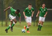 27 September 2017; Festy Ebosele of Republic of Ireland, supported by team-mates Brandon Holt and Conor Power, right, during the International Friendly match between Republic of Ireland and Brazil at the AUL Complex in Dublin. Photo by Piaras Ó Mídheach/Sportsfile