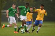 27 September 2017; Festy Ebosele of Republic of Ireland in action against Talles of Brazil during the International Friendly match between Republic of Ireland and Brazil at the AUL Complex in Dublin. Photo by Piaras Ó Mídheach/Sportsfile