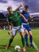 29 September 2017; Karl Sheppard of Cork City in action against Dean Clarke of Limerick during the Irish Daily Mail FAI Cup Semi-Final match between Cork City and Limerick FC at Turner's Cross in Cork. Photo by Stephen McCarthy/Sportsfile