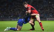 29 September 2017; James Johnstone of Edinburgh is tackled by Rory O'Loughlin of Leinster during the Guinness PRO14 Round 5 match between Leinster and Edinburgh at the RDS Arena in Dublin. Photo by David Fitzgerald/Sportsfile