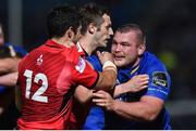29 September 2017; Jack McGrath of Leinster tussles with Phil Burleigh of Edinburgh during the Guinness PRO14 Round 5 match between Leinster and Edinburgh at the RDS Arena in Dublin. Photo by Ramsey Cardy/Sportsfile
