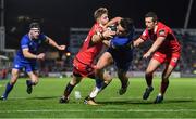 29 September 2017; Joey Carbery of Leinster breaks the tackle of Glenn Bryce of Edinburgh on the way to scoring his side's second try during the Guinness PRO14 Round 5 match between Leinster and Edinburgh at the RDS Arena in Dublin. Photo by Brendan Moran/Sportsfile