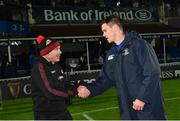 29 September 2017; Leinster's Jonathan Sexton shakes hands with Edinburgh head coach Richard Cockerill following the Guinness PRO14 Round 5 match between Leinster and Edinburgh at the RDS Arena in Dublin. Photo by Ramsey Cardy/Sportsfile