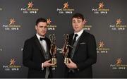 3 November 2017; Galway hurlers, Galway hurler David Burke, left, and Conor Cooney with their All-Star awards during the PwC All Stars 2017 at the Convention Centre in Dublin. Photo by Seb Daly/Sportsfile