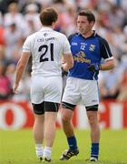 15 July 2012; Sean Johnston, Kildare, left, exchanges a handshake with Ronan Flanagan, Cavan, at the final whistle after being introduced as a second half substitute. GAA Football All-Ireland Senior Championship Qualifier, Round 2, Cavan v Kildare, Kingspan Breffni Park, Cavan. Picture credit: Oliver McVeigh / SPORTSFILE