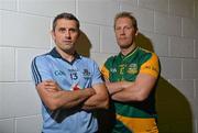 16 July 2012; Dublin footballer Alan Brogan, left, with former Meath footballer, and current Meath selector Graham Geraghty after a press conference ahead of their side's Leinster GAA Football Senior Championship Final on Sunday. Croke Park, Dublin. Picture credit: Barry Cregg / SPORTSFILE