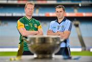 16 July 2012; Dublin footballer Alan Brogan, right, with former Meath footballer, and current Meath selector Graham Geraghty after a press conference ahead of their side's Leinster GAA Football Senior Championship Final on Sunday. Croke Park, Dublin. Picture credit: Barry Cregg / SPORTSFILE