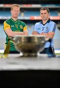 16 July 2012; Dublin footballer Alan Brogan, right, with former Meath footballer, and current Meath selector Graham Geraghty after a press conference ahead of their side's Leinster GAA Football Senior Championship Final on Sunday. Croke Park, Dublin. Picture credit: Barry Cregg / SPORTSFILE