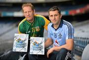 16 July 2012; Dublin footballer Alan Brogan, right, with former Meath footballer, and current Meath selector Graham Geraghty after a press conference ahead of their side's Leinster GAA Football Senior Championship Final on Sunday. Croke Park, Dublin. Picture credit: Barry Cregg / SPORTSFILE