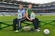 16 July 2012; Dublin footballer Alan Brogan, left, with former Meath footballer, and current Meath selector Graham Geraghty after a press conference ahead of their side's Leinster GAA Football Senior Championship Final on Sunday. Croke Park, Dublin. Picture credit: Barry Cregg / SPORTSFILE