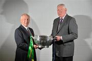 18 July 2012; Former Meath manager Sean Boylan, left, and former Dublin manager Paddy Cullen, with the Delaney Cup, at a photocall to celebrate the 21st anniversary of the 1991 Meath v Dublin matches. Representatives from both teams will be guests of the Leinster Council at the Leinster GAA Football Senior Championship Final on Sunday. Croke Park, Dublin. Picture credit: Barry Cregg / SPORTSFILE
