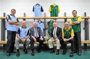 18 July 2012; Former Dublin manager Paddy Cullen, third from left, and former Meath manager Sean Boylan, third from right, with the Delaney Cup, alongside, from left, former Dublin footballers Jack Sheedy and Paul Clarke, former Meath footballers David Beggy and Bernard Flynn, at a photocall to celebrate the 21st anniversary of the 1991 Meath v Dublin matches. Representatives from both teams will be guests of the Leinster Council at the Leinster GAA Football Senior Championship Final on Sunday. Croke Park, Dublin. Picture credit: Barry Cregg / SPORTSFILE