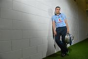16 July 2012; Dublin footballer Alan Brogan, with the Delaney Cup, after a press conference ahead of his side's Leinster GAA Football Senior Championship Final game against Meath on Sunday. Croke Park, Dublin. Picture credit: Barry Cregg / SPORTSFILE