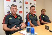 18 July 2012; Niall O'Donovan, team manager, left, Rob Penney, head coach, centre, and Simon Mannix, backs coach, right, who were introduced as the new Munster Rugby management team. Munster Rugby introduce new management personnel ahead of 2012/13 season, Cork Institute of Technology, Bishopstown, Cork. Picture credit: Diarmuid Greene / SPORTSFILE