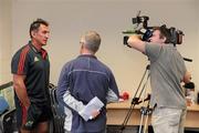 18 July 2012; Rob Penney who was introduced as the Munster Rugby head coach, is interviewed by Joe Stack, of RTE. Munster Rugby introduce new management personnel ahead of 2012/13 season, Cork Institute of Technology, Bishopstown, Cork. Picture credit: Diarmuid Greene / SPORTSFILE