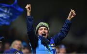 29 September 2017; A Leinster supporter celebrates a try during the Guinness PRO14 Round 5 match between Leinster and Edinburgh at the RDS Arena in Dublin. Photo by Ramsey Cardy/Sportsfile