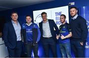 29 September 2017; Supporters in The Blue Room with Leinster players Jamie Heaslip, Josh van der Flier and Robbie Henshaw ahead of the Guinness PRO14 Round 5 match between Leinster and Edinburgh at the RDS Arena in Dublin. Photo by Ramsey Cardy/Sportsfile