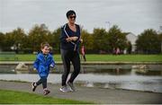 30 September 2017; Billy Lennon, age 3, from Coolock, Co Dublin, takes part in the run. parkrun Ireland in partnership with Vhi, added their 79th event on Saturday, September 30th, with the introduction of the Darndale parkrun. parkruns take place over a 5km course weekly, are free to enter and are open to all ages and abilities, providing a fun and safe environment to enjoy exercise. To register for a parkrun near you visit www.parkrun.ie. New registrants should select their chosen event as their home location. You will then receive a personal barcode which acts as your free entry to any parkrun event worldwide. The Football Pavilion, Darndale, Dublin. Photo by Cody Glenn/Sportsfile