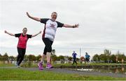 30 September 2017; Deborah McArdle, front, from Donabate, Co Dublin, and Louise Grant, from Swords, Co Dublin, take part in the run. parkrun Ireland in partnership with Vhi, added their 79th event on Saturday, September 30th, with the introduction of the Darndale parkrun. parkruns take place over a 5km course weekly, are free to enter and are open to all ages and abilities, providing a fun and safe environment to enjoy exercise. To register for a parkrun near you visit www.parkrun.ie. New registrants should select their chosen event as their home location. You will then receive a personal barcode which acts as your free entry to any parkrun event worldwide. The Football Pavilion, Darndale, Dublin. Photo by Cody Glenn/Sportsfile