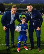 29 September 2017; Leinster Mascot 7 year old Fionn Morrison, from Celbridge, Co. Kildare with Josh van der Flier, left, and Robbie Henshaw. Guinness PRO14 Round 5 match between Leinster and Edinburgh at the RDS Arena in Dublin. Photo by Brendan Moran/Sportsfile