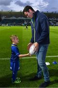 29 September 2017; Leinster Mascot 6 year old Tom Montayne, from Stepaside, Dublin with Leinster's James Ryan. Guinness PRO14 Round 5 match between Leinster and Edinburgh at the RDS Arena in Dublin. Photo by Brendan Moran/Sportsfile