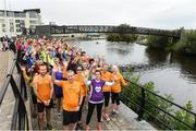 30 September 2017; Parkrun Ireland in partnership with Vhi, added their 80th event on Saturday, September 30th, with the introduction of the Carlow Town parkrun. Kate Purcell from the VHI with runners that took part in the Carlow parkruns which take place over a 5km course weekly, are free to enter and are open to all ages and abilities, providing a fun and safe environment to enjoy exercise. To register for a parkrun near you visit www.parkrun.ie. New registrants should select their chosen event as their home location. You will then receive a personal barcode which acts as your free entry to any parkrun event worldwide. Barrow Track, Carlow. Photo by Matt Browne/Sportsfile