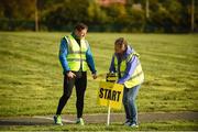 30 September 2017; Volunteers Jason Brady and Ruth Shields set up ahead of the event. parkrun Ireland in partnership with Vhi, added their 79th event on Saturday, September 30th, with the introduction of the Darndale parkrun. parkruns take place over a 5km course weekly, are free to enter and are open to all ages and abilities, providing a fun and safe environment to enjoy exercise. To register for a parkrun near you visit www.parkrun.ie. New registrants should select their chosen event as their home location. You will then receive a personal barcode which acts as your free entry to any parkrun event worldwide. The Football Pavilion, Darndale, Dublin. Photo by Cody Glenn/Sportsfile
