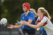 30 September 2017; Natasja Behan of Leinster is tackled by Lucy Turkington of Ulster during the U18 Interprovincial Series match between Leinster and Ulster at North Kildare RFC in Kilcock, Co Kildare. Photo by Matt Browne/Sportsfile
