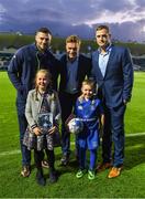 29 September 2017; Leinster Mascot 6 year old Tom Montayne, from Stepaside, Dublin with his sister and Leinster's Robbie Henshaw, Josh van der Flier and Jamie Heaslip. Guinness PRO14 Round 5 match between Leinster and Edinburgh at the RDS Arena in Dublin. Photo by Brendan Moran/Sportsfile
