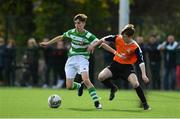 30 September 2017; Dean McMenamy of Shamrock Rovers in action against Adam Lennon of Athlone Town during the SSE Airtricity National U15 League match between Shamrock Rovers and Athlone Town at Roadstone in Tallaght, Dublin. Photo by Sam Barnes/Sportsfile
