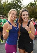 30 September 2017; Niamh Boyle, left from Castleblaney Co. Monaghan, and Lauren Gilfoyle from Feakle Co. Clare  during the Run for Adam Burke at Two Mile House GAA Club in Kildare. Photo by Ray McManus/Sportsfile