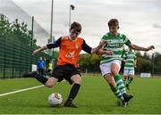 30 September 2017; Adam Lennon of Athlone Town in action against Adam Wells of Shamrock Rovers during the SSE Airtricity National U15 League match between Shamrock Rovers and Athlone Town at Roadstone in Tallaght, Dublin. Photo by Sam Barnes/Sportsfile