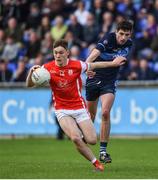 30 September 2017; Con O'Callaghan of Cuala in action against Kieran Doherty of St. Judes during the Dublin County Senior Football Championship Quarter-Final match between Cuala and St Jude's at Parnell Park in Dublin. Photo by David Fitzgerald/Sportsfile