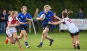 30 September 2017; Anna Doyle of Leinster is tackled by Ruth Gilsenan and Lucy Turkington of Ulster during the U18 Interprovincial Series match between Leinster and Ulster at North Kildare RFC in Kilcock, Co Kildare. Photo by Matt Browne/Sportsfile