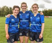 30 September 2017; Leinster players from left Grace Kelly, Anna Doyle and Bethany Sharpe after the U18 Interprovincial Series match between Leinster and Ulster at North Kildare RFC in Kilcock, Co Kildare. Photo by Matt Browne/Sportsfile