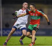 30 September 2017; Daire Plunkett of St. Bridgid's in action against Kevin Leahy of Ballymun Kickhams during the Dublin County Senior Football Championship Quarter-Final match between Ballymun Kickhams and St Brigid's at Parnell Park in Dublin. Photo by David Fitzgerald/Sportsfile