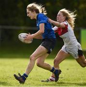 30 September 2017; Anna Doyle of Leinster is tackled by Ellie Ingram of Ulster during the U18 Interprovincial Series match between Leinster and Ulster at North Kildare RFC in Kilcock, Co Kildare. Photo by Matt Browne/Sportsfile