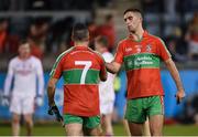 30 September 2017; James McCarthy, right, celebrates with team mate James Burke of Ballymun Kickhams following their side's victory in the Dublin County Senior Football Championship Quarter-Final match between Ballymun Kickhams and St Brigid's at Parnell Park in Dublin. Photo by David Fitzgerald/Sportsfile
