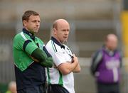 1 July 2012; Peter Canavan, Fermanagh manager, right, with Kieran Donnelly, assistant manager. GAA Football All-Ireland Senior Championship Qualifier Round 1, Fermanagh v Cavan, Brewster Park, Enniskillen, Co. Fermanagh. Picture credit: Oliver McVeigh / SPORTSFILE