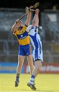 19 July 2012; Seadna Morey, Clare, in action against Brian O'Halloran, Waterford. Bord Gáis Energy Munster GAA Hurling Under 21 Championship Semi-Final, Clare v Waterford, Cusack Park, Ennis, Co. Clare. Picture credit: Diarmuid Greene / SPORTSFILE