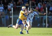 19 July 2012; Conor McGrath, Clare, in action against Jamie Barron, Waterford. Bord Gáis Energy Munster GAA Hurling Under 21 Championship Semi-Final, Clare v Waterford, Cusack Park, Ennis, Co. Clare. Picture credit: Diarmuid Greene / SPORTSFILE