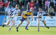 19 July 2012; David O'Halloran, Clare, in action against Philip Mahony, left, and Darragh Fives, Waterford. Bord Gáis Energy Munster GAA Hurling Under 21 Championship Semi-Final, Clare v Waterford, Cusack Park, Ennis, Co. Clare. Picture credit: Diarmuid Greene / SPORTSFILE