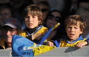 19 July 2012; Two young Clare supporters during the game. Bord Gáis Energy Munster GAA Hurling Under 21 Championship Semi-Final, Clare v Waterford, Cusack Park, Ennis, Co. Clare. Picture credit: Diarmuid Greene / SPORTSFILE