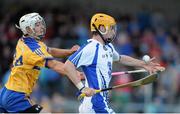 19 July 2012; Padraig Prendergast, Waterford, in action against Peter Duggan, Clare. Bord Gáis Energy Munster GAA Hurling Under 21 Championship Semi-Final, Clare v Waterford, Cusack Park, Ennis, Co. Clare. Picture credit: Diarmuid Greene / SPORTSFILE