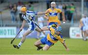 19 July 2012; Patrick O'Connor, Clare, in action against Donal Breathnach, Waterford. Bord Gáis Energy Munster GAA Hurling Under 21 Championship Semi-Final, Clare v Waterford, Cusack Park, Ennis, Co. Clare. Picture credit: Diarmuid Greene / SPORTSFILE