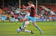 20 July 2012; Peter Hynes, Drogheda United, in action against Stephen Paisley, Shelbourne. Airtricity League Premier Division, Shelbourne v Drogheda United, Tolka Park, Dublin. Picture credit: Barry Cregg / SPORTSFILE